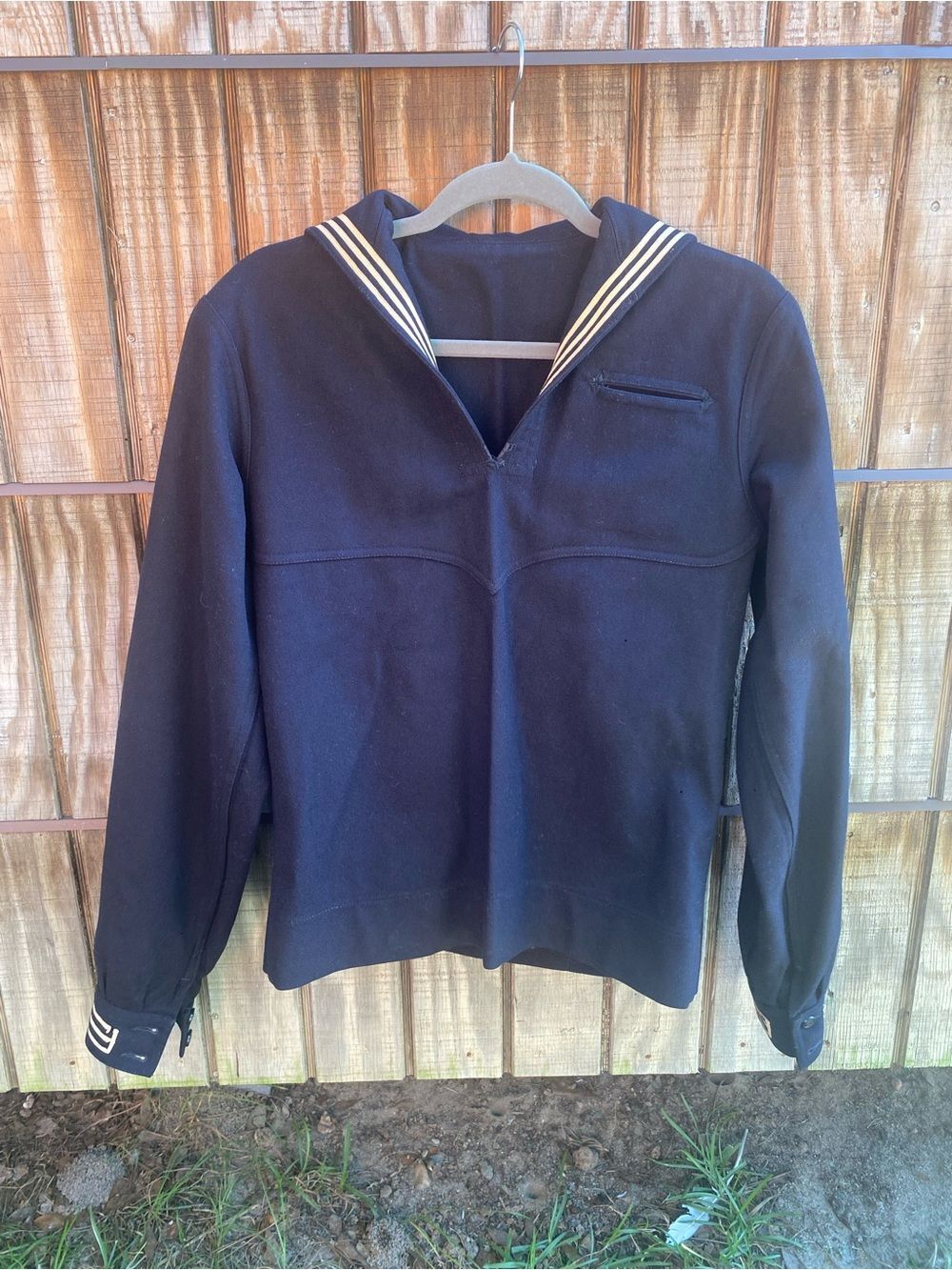 Vtg US Navy Crackerjack Wool Jumper Sailor Shirt Uniform Dress Blue WWII Cold Wa